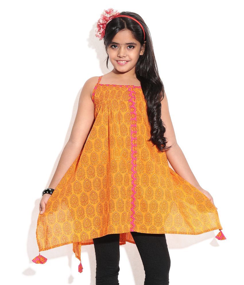 BIBA Orange Color Salwaar Suit Set For Kids available at snapdeal for Rs.560