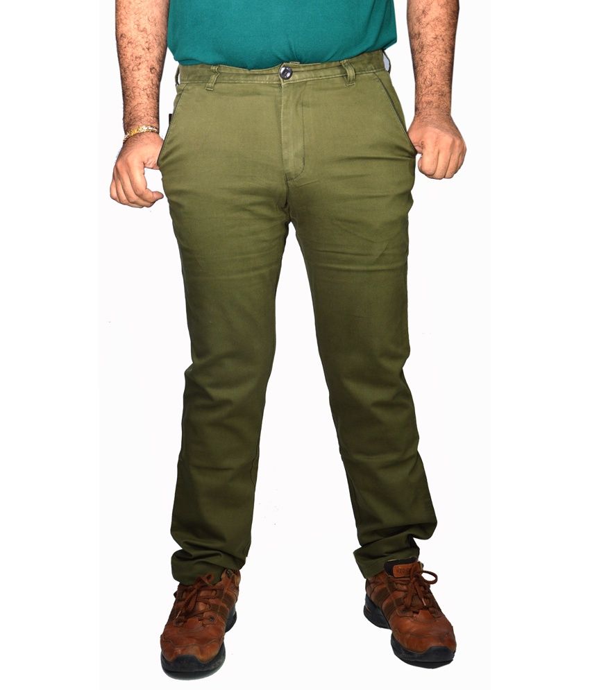 green slim jeans