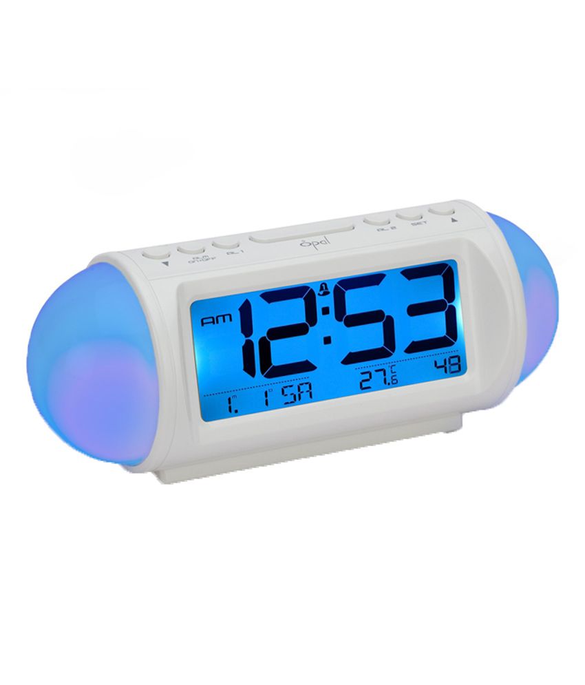 Opal Digital Table Clock With Alarm - White