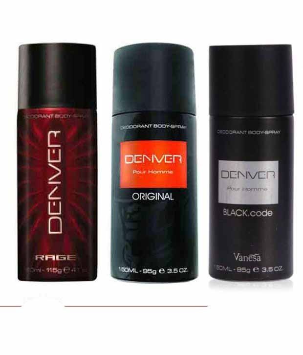 Denver (orginal, Black Code, Rage) Deodorant Pour Homme - 150ml Each Pack Of 10 (pack Of 3) available at snapdeal for Rs.560