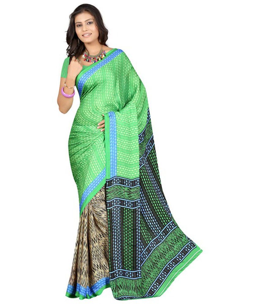 Fabdeal Lime Green Georgette Printed Saree With Blouse Piece available at snapdeal for Rs.499