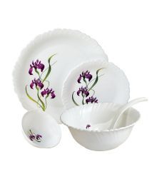 Ruchi Housewares Fiesta Set of 18 Pcs Unbreakable Dinner Set- Violet Floral Print