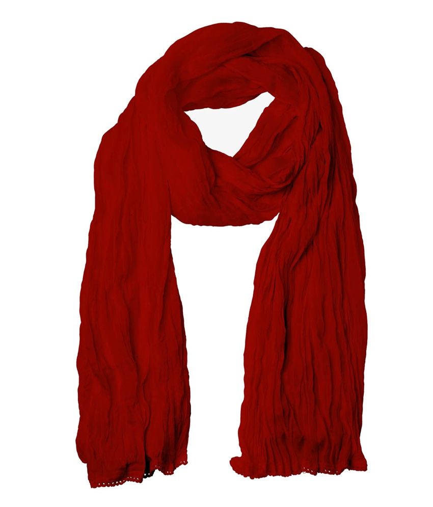 Garden Vareli Red Plain Cotton Dupatta