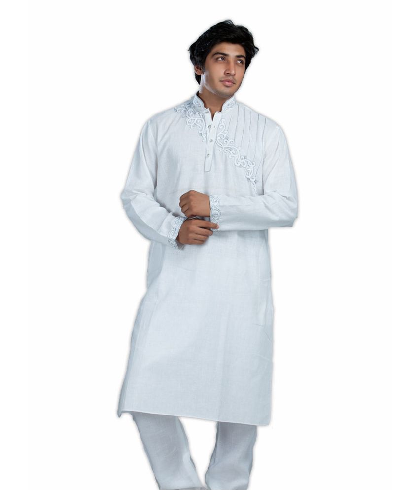 White khadi kurta discount pajama