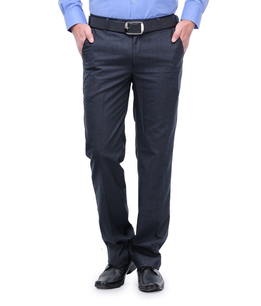 Canary London Gray Cotton Blend Regular Fit Pleated Trouser available at snapdeal for Rs.299