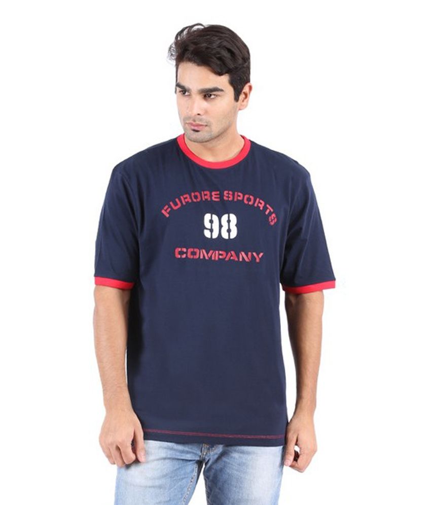 Furore Navy Cotton Basics Half Sleeves Round Neck Men Tshirt available at snapdeal for Rs.234