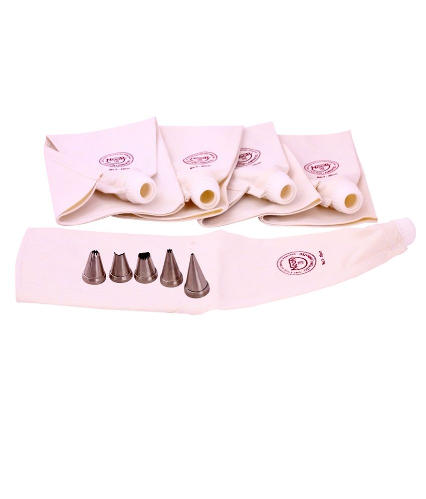 Noor Cake Decoration Icing Bags (40 Cm) & S3 Nozzles - Set Of 10 Pcs available at snapdeal for Rs.591