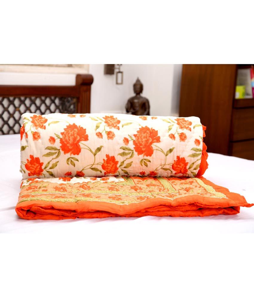 Rangasthali Jaipuri Traditional Multicolor Printed Cotton Quilt - Set Of 2
