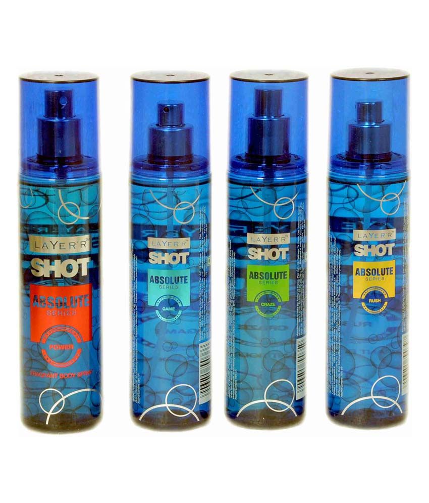 Layer'r Absolute Shot Limited Edition Body Splash Spray Assorted Pack Of 4