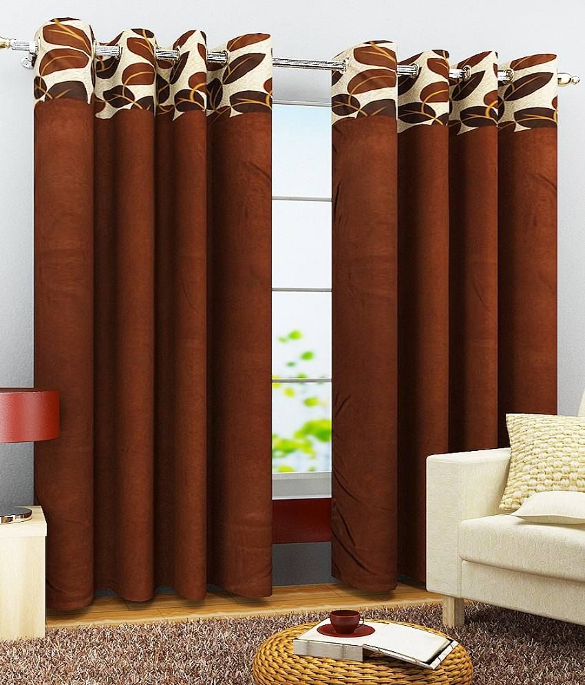 40 Off On Homefab India Brown Plain Polyester Long Door Curtain
