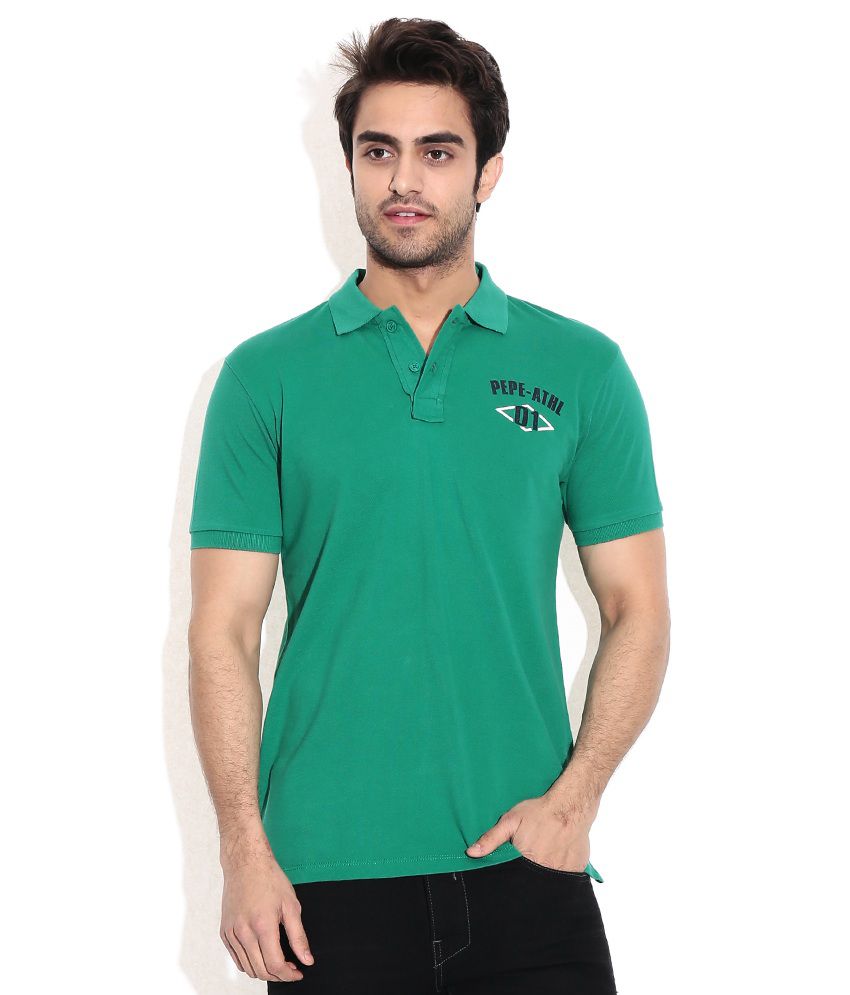 ... Jeans Green Cotton Polo T-shirt Online at Low Price - Snapdeal.com
