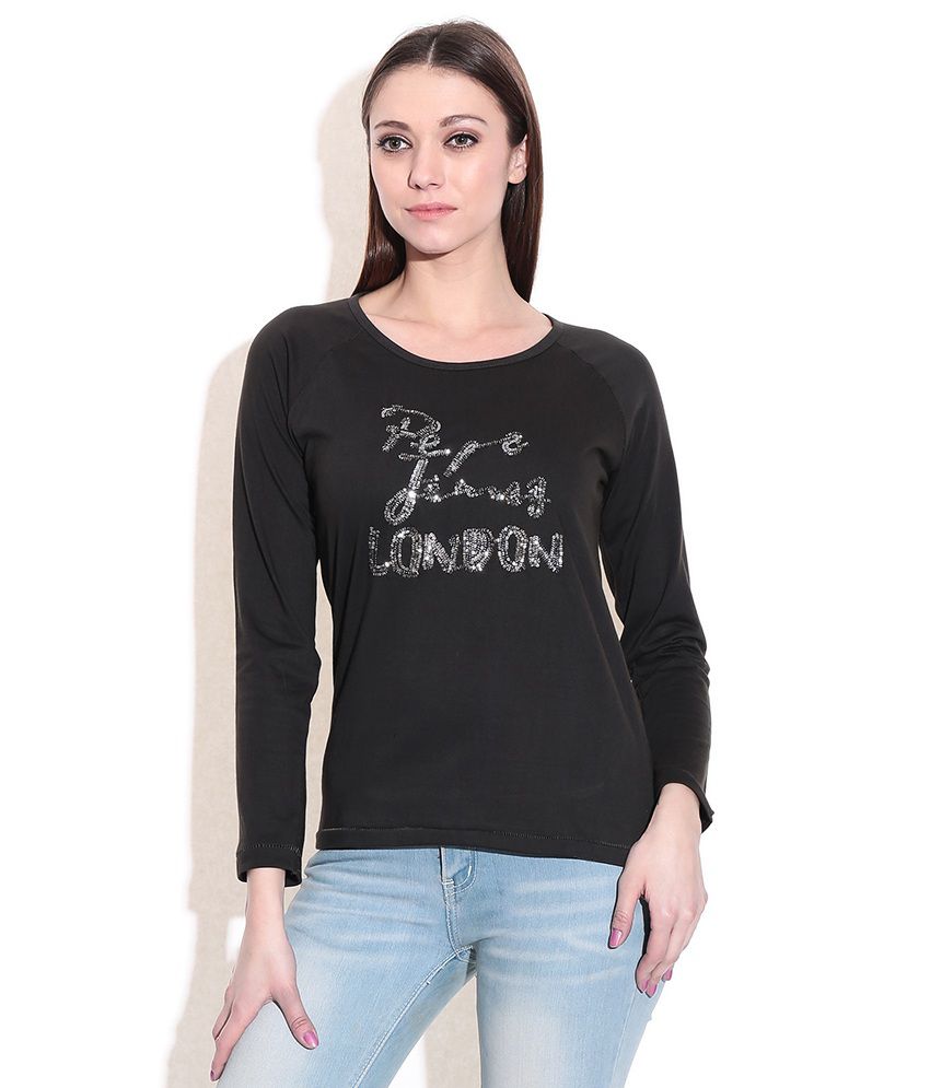 Pepe Jeans Black Poly Cotton Tops