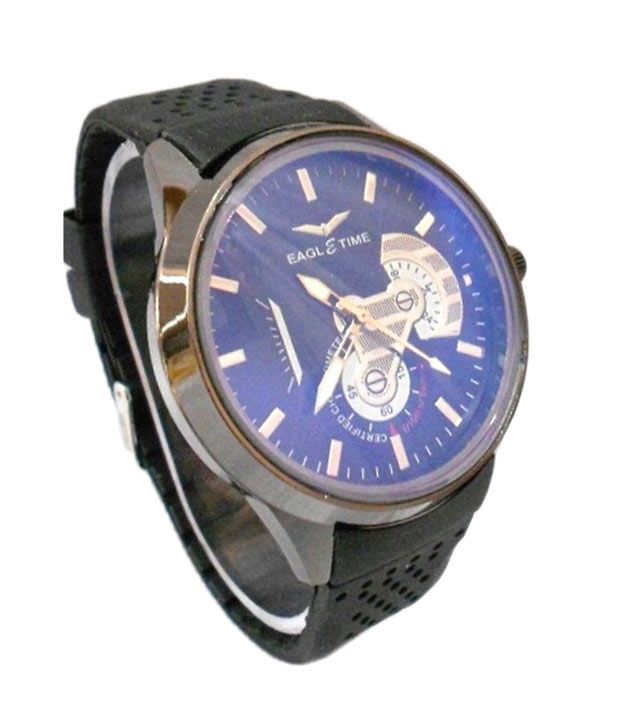 Eagle Eagle Time Black Round Analog Casual Wear Watch For Men