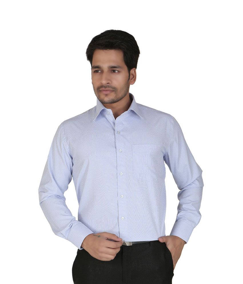 Taleta Blue Cotton Formal Shirt For Men