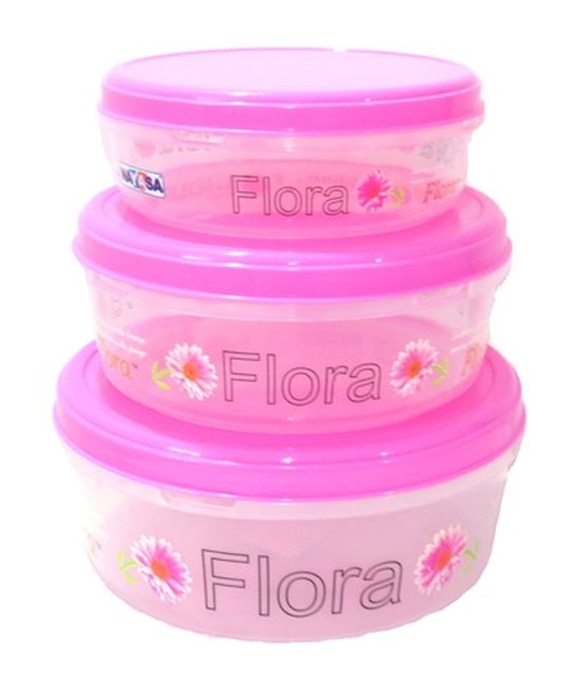 Nayasa Pink Flora Storage Container Set Of 3 On Snapdeal Nayasa Pink Flora Storage Container Set Of 3