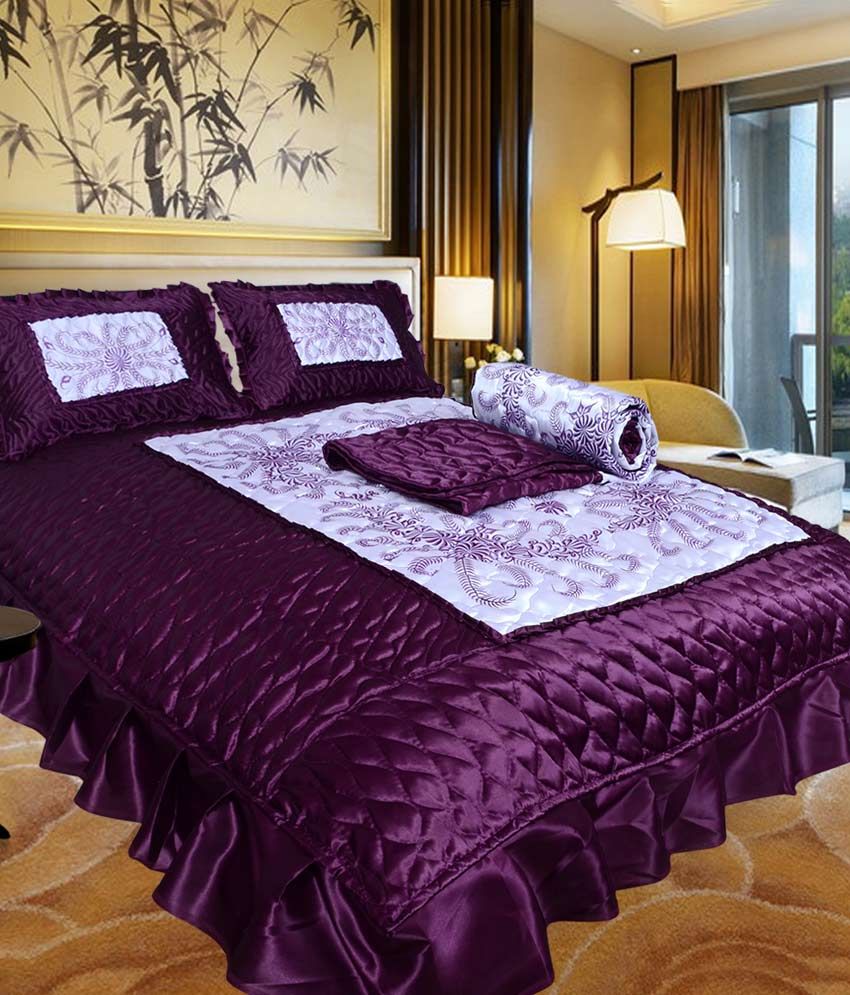 3 Off On Urban Style Purple Satin Designer Double Bed Wedding Urban Style Purple Satin Designer Double Bed Wedding Bedsheet Set Of 4 Pcs