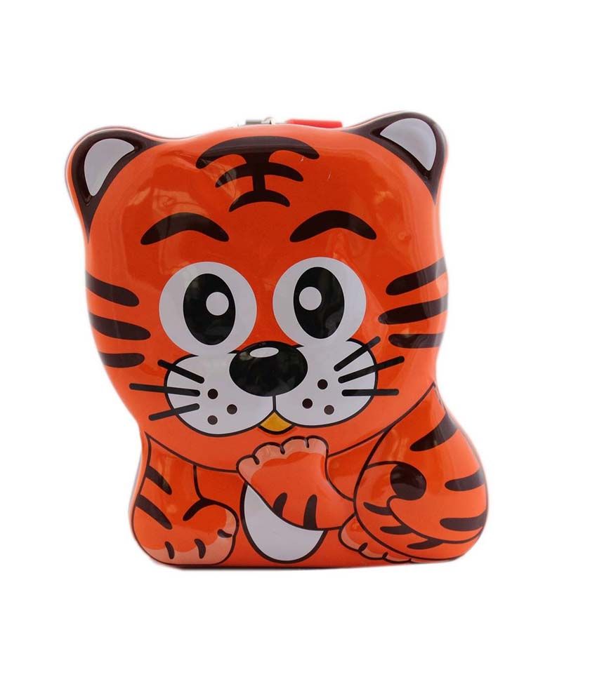 Tootpado Fancy Tiger Metal Coin Piggy Kiddy Savings Money Bank - Orange available at snapdeal for Rs.226