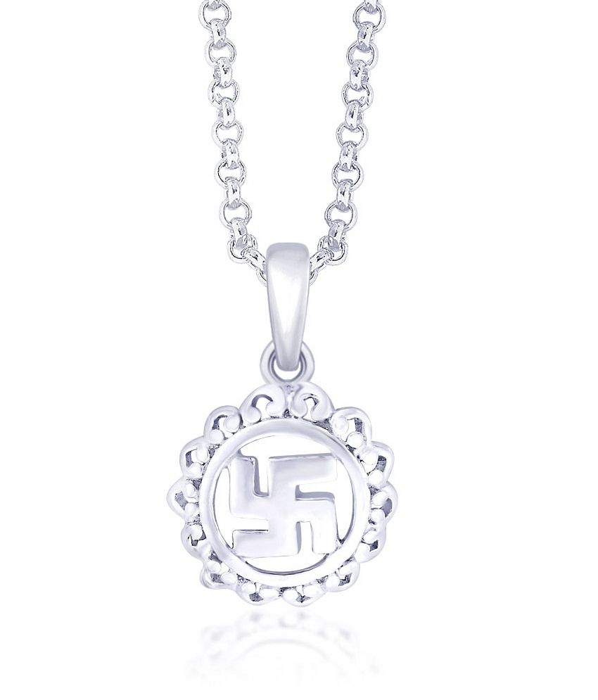 Swastik silver sale locket