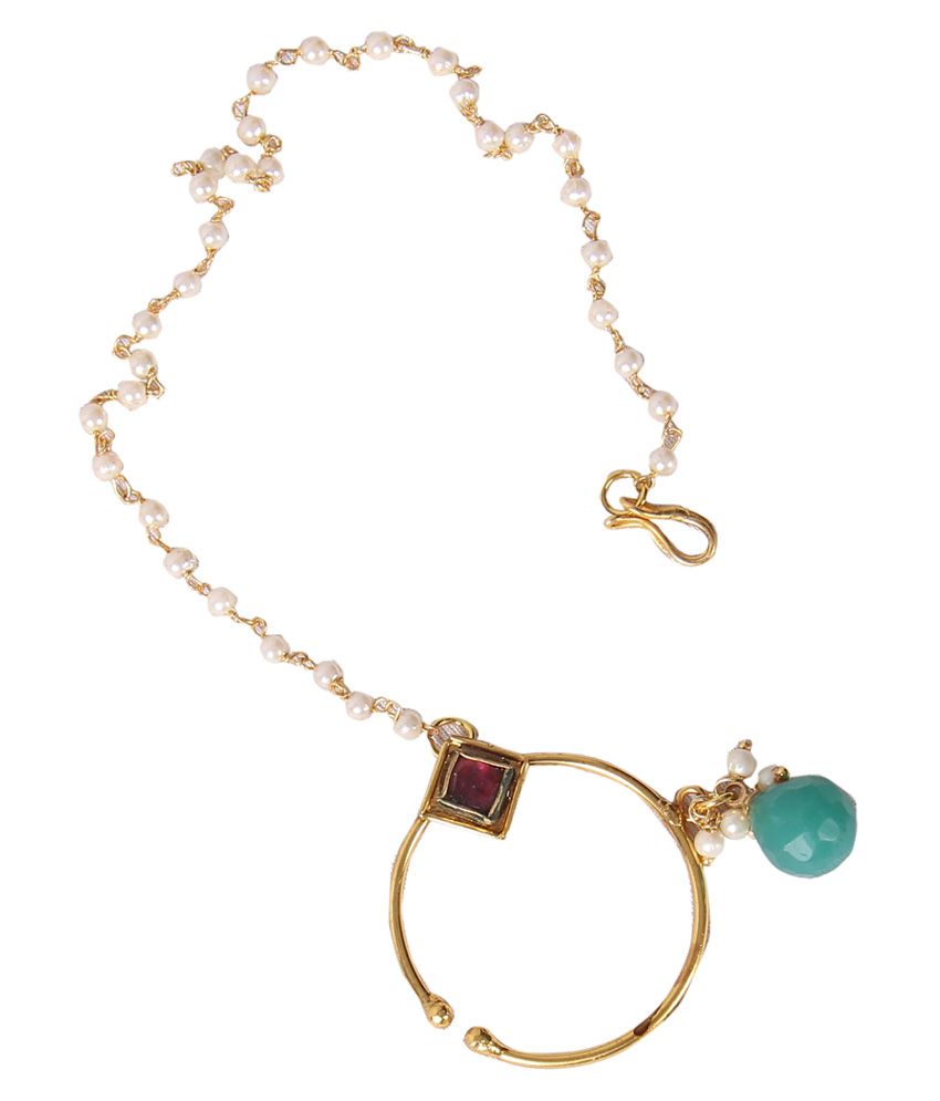 Ascent Shagoon Kundan Pearls With Glamours Red Stone Nathni available at snapdeal for Rs.132