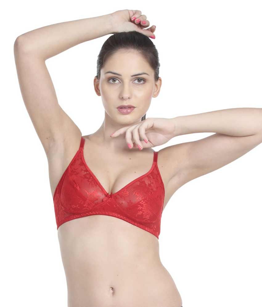 Buy Little Lacy Red Non Wired Nylon And Spandex Bra Online At Best 0292