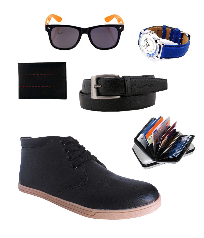 Elligator Casual Shoes With Combo Of Wallet, Belt, Sunglasses, Cardholder And Watch (multicolor)