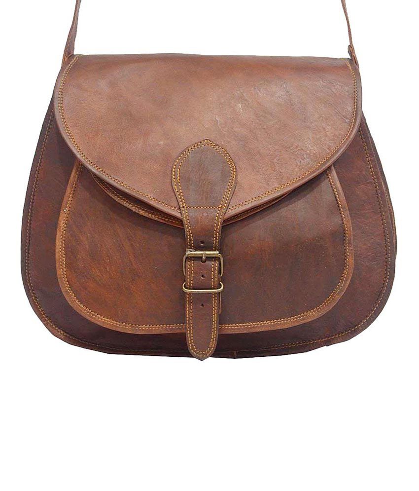 Buy Leather Era Brown Clasp Closure Leather Sling Bag For Women at Best Prices in India - Snapdeal
