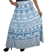 India Trendzs Blue Cotton Printed Women's Wrap Skirt