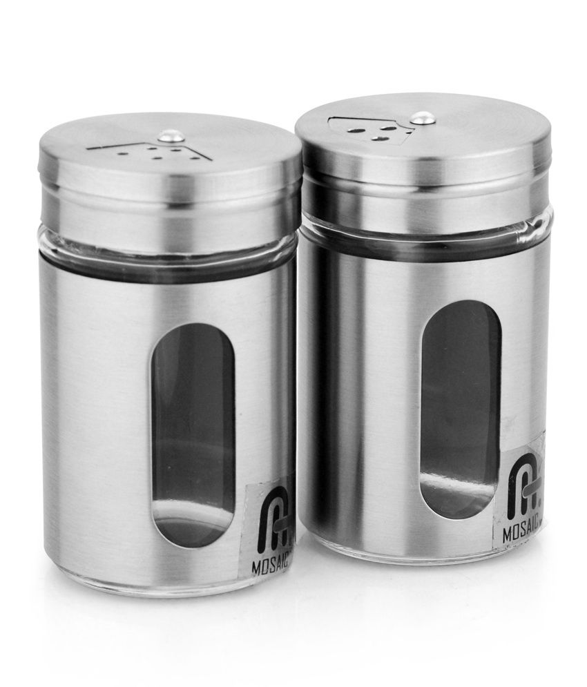 Buy Mosaic Silver Stainless Steel Shaker Svaty Salt And Pepper (2 Stainless Steel Salt And Pepper Shaker