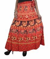 India Trendzs Red Printed Cotton Long Skirt