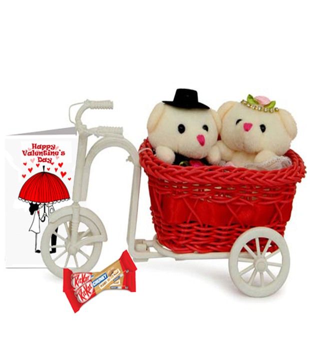 Gifts By Meeta Valentine Combo Of Couple Teddies On tricycle available at snapdeal for Rs.623