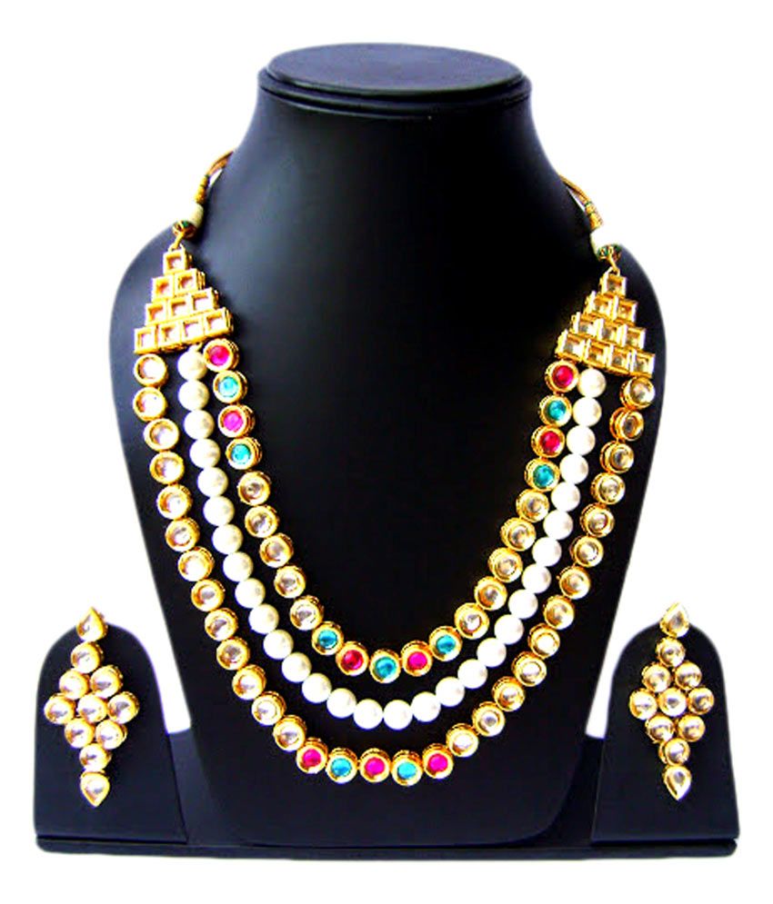 Artificial kundan polki jewellery online clearance