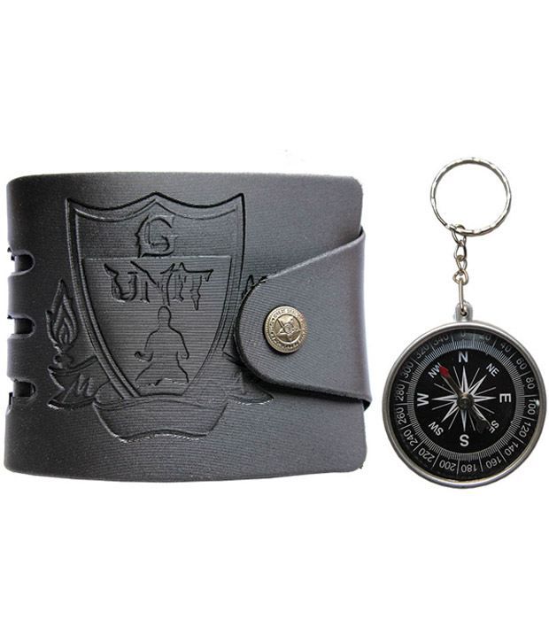 Urfashion Designer Men Black Wallet And Beautiful Compass Keychain Combo: Buy Online at Low ...