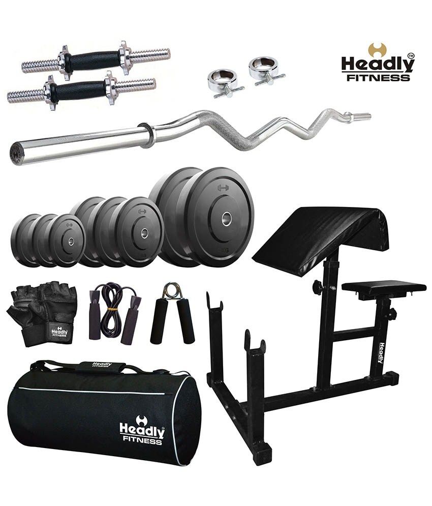 27 OFF on Headly 15 Kg Efficient Home Gym With 3 Feet Curl Rod