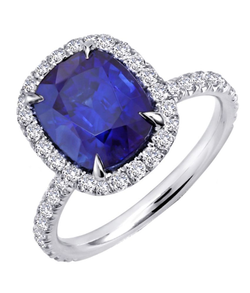 Raksha Mai Jewellers New Indian Fashionable Square Blue Stone Cz 92.5 Silver Sterling Ring