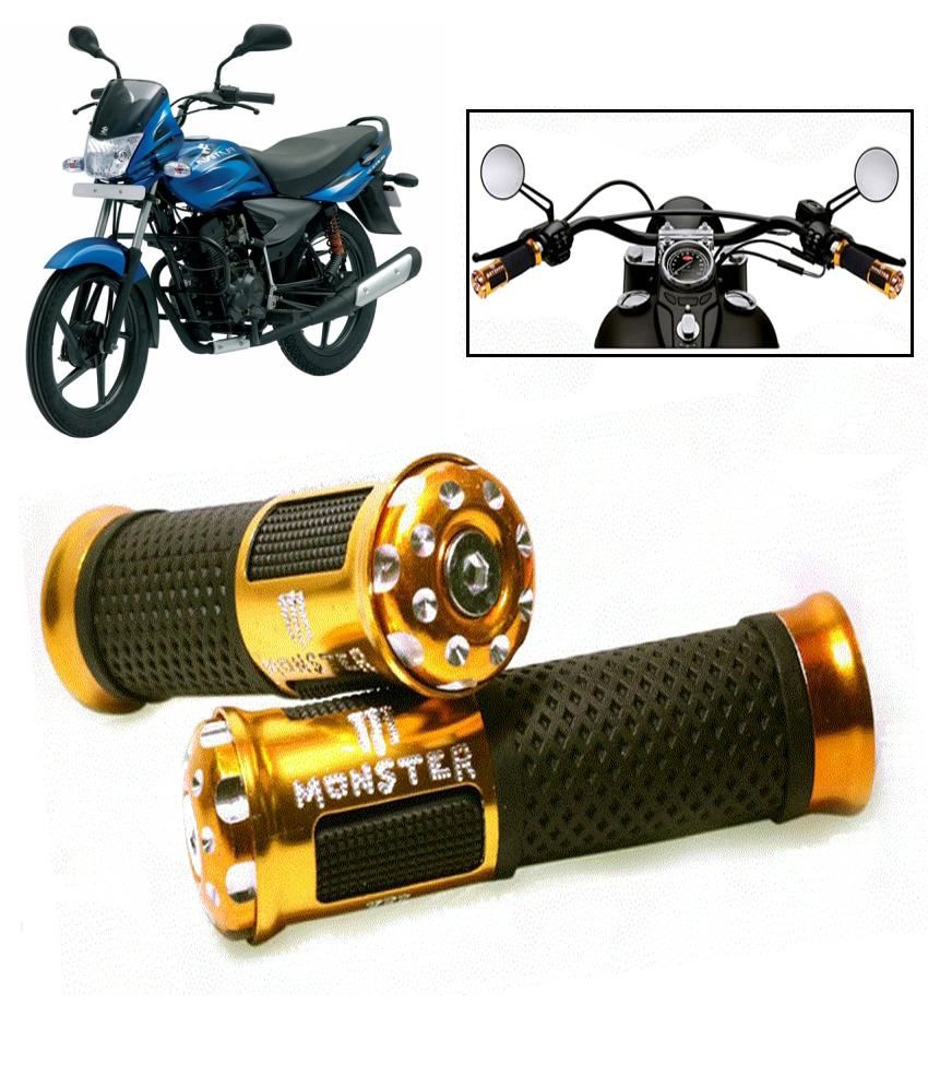 Capeshoppers Monster Designer Golden Bike Handle Grip For Bajaj Platina