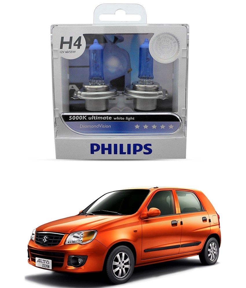 Philips H4 Diamond Vision Head Light Bulbs For Maruti Alto K10