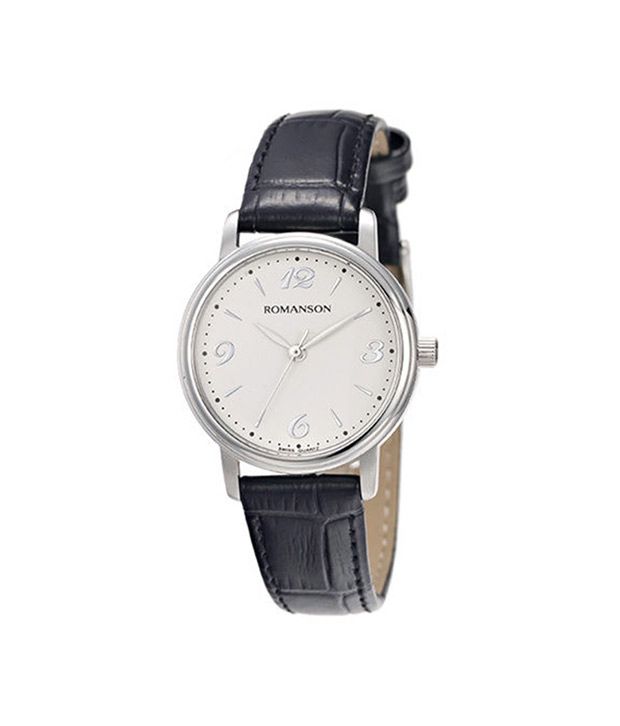Romanson Black Leather Formal Watch For Men