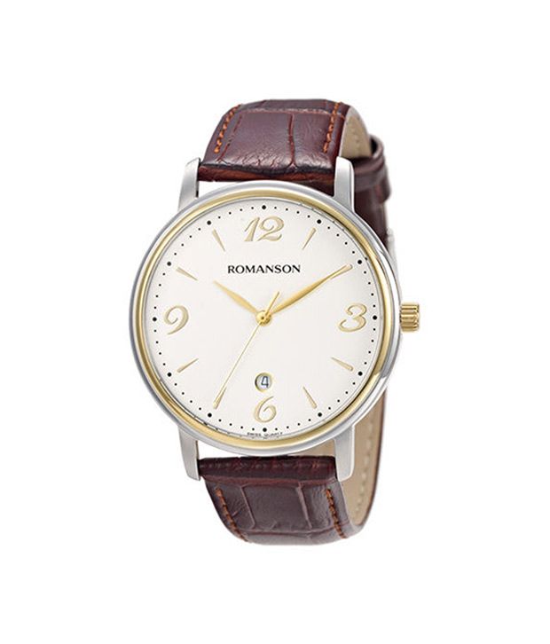 Romanson Brown Leather Formal Watch For Men