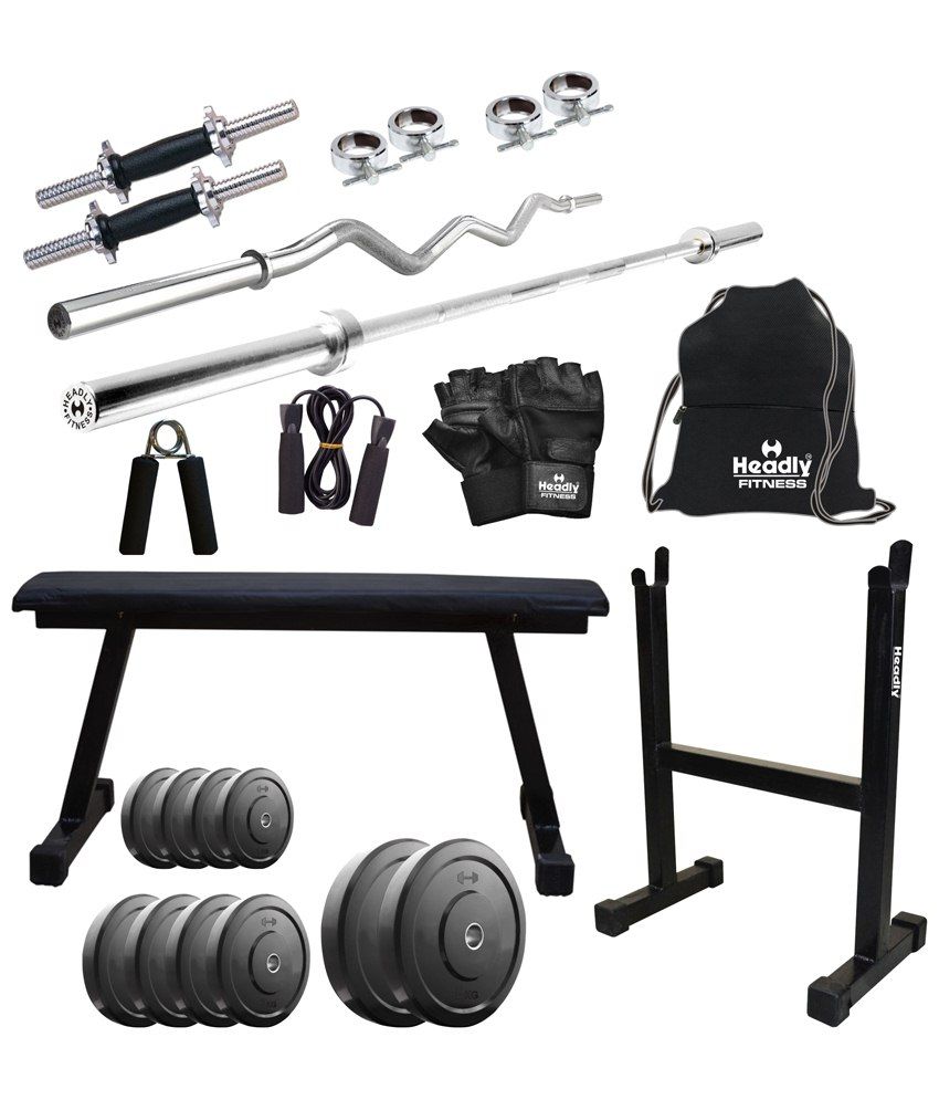 19 OFF on Headly 48kg Home Gym 14 inch Dumbbells 2 Rods Flat Bench Rod Stand Gym Backpack Accessories on Snapdeal PaisaWapas