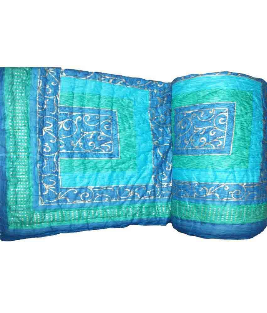 Krg Enterprises Jaipuri Ethnic Golden Print Duble Bed Quilt at snapdeal