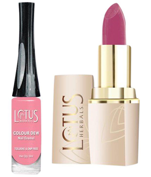 Buy Lotus Herbals Combo Of Colour Dew Pink Bliss Nail Polish 950 8ml & Pure Colour  Pink Blush 614 Lipstick 4.2g on Snapdeal