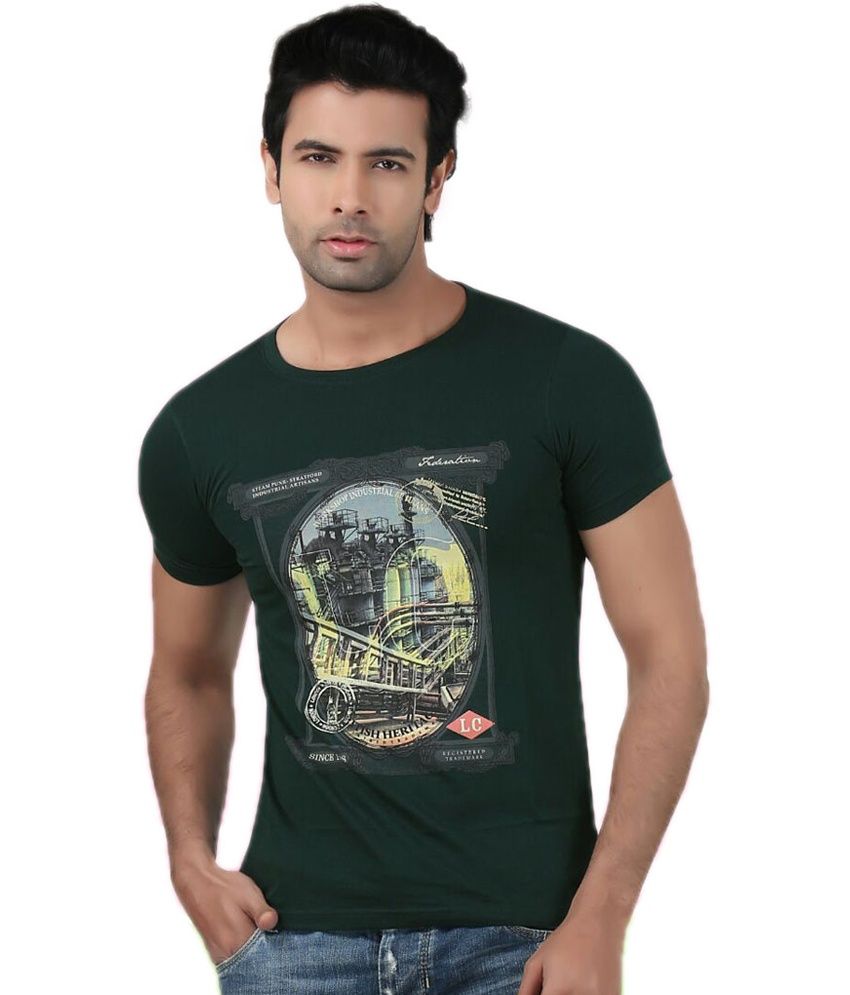 44% OFF on Maczone Green Cotton Printed T-shirt For Men on