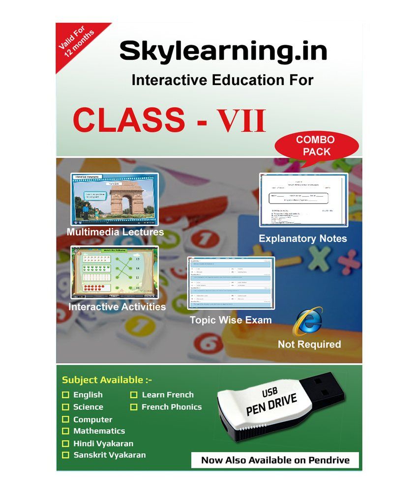 Cbse Class 7 Pen Drive Combo Pack (english, Maths, Science, Hindi Vyakaran, Computer, French, Sanskrit Vyakaran) By Skylearning available at snapdeal for Rs.999