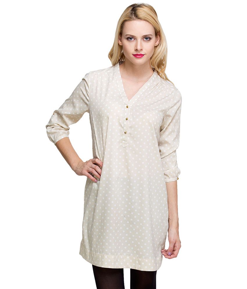 Oxolloxo Beige Printed Polyester Tunic available at snapdeal for Rs.374