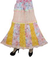 India Trendzs Yellow Printed Cotton Broomstick Skirt