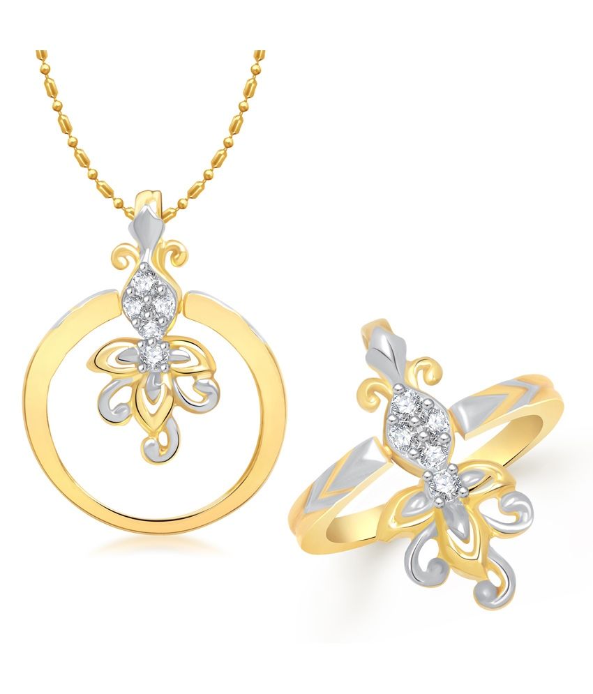 Vk Jewels Beauteous Gold And Rhodium Plated Ring Cum Pendant
