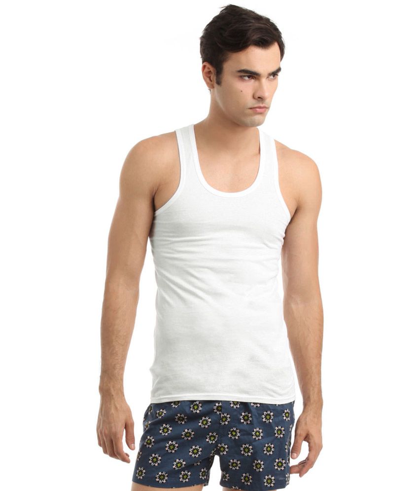 Chromozome Men's White Inner Vest - Pack Of 5