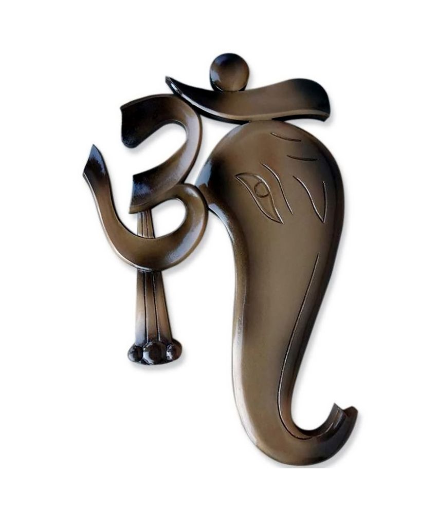 27% OFF on Sajja Craft Wood Carving Om Ganesh Wall Art on Snapdeal ...