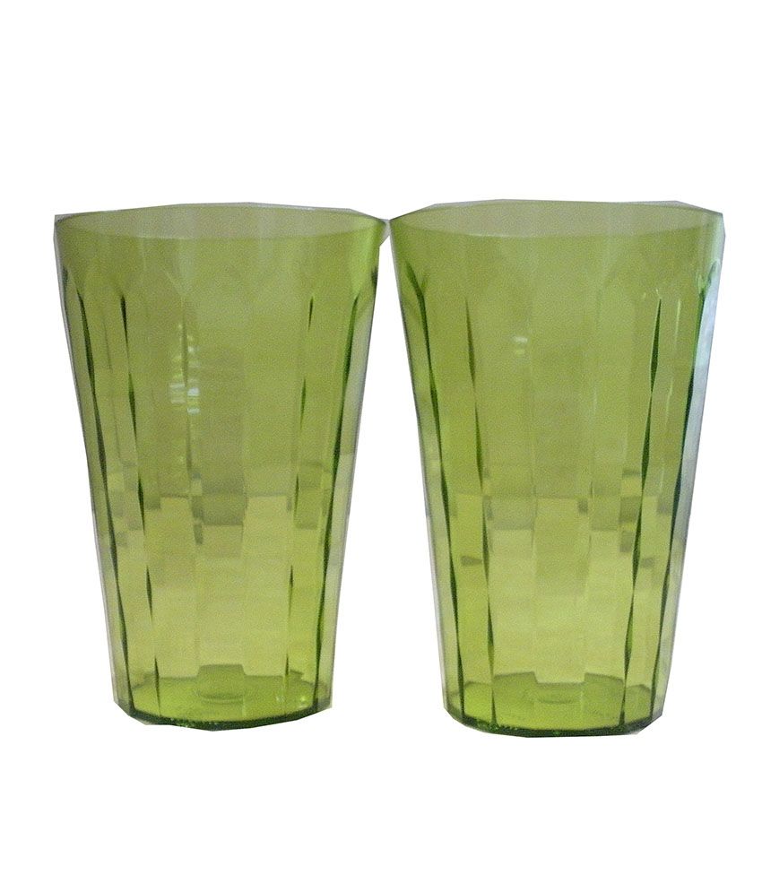 Tupperware Green Prism Tumbler Set Of 2 ( 475 Ml Each)