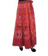 India Trendzs Red Cotton Printed Long Skirt